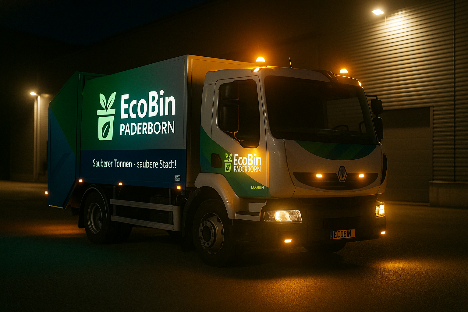 EcoBin Paderborn Fahrer neben dem Reinigungsfahrzeug