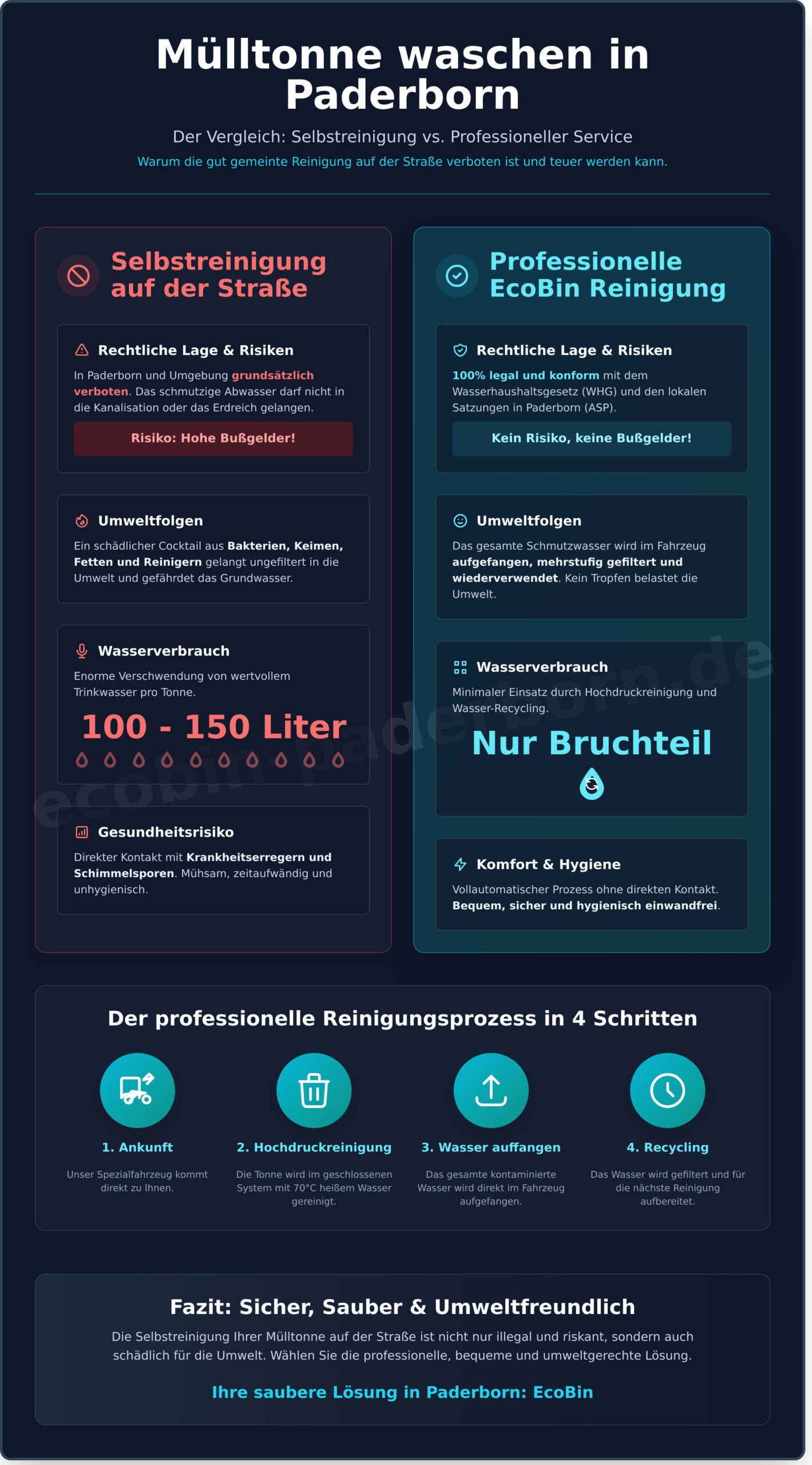 Mülltonne auf der Straße waschen in Paderborn: Ist das erlaubt? - Infographic